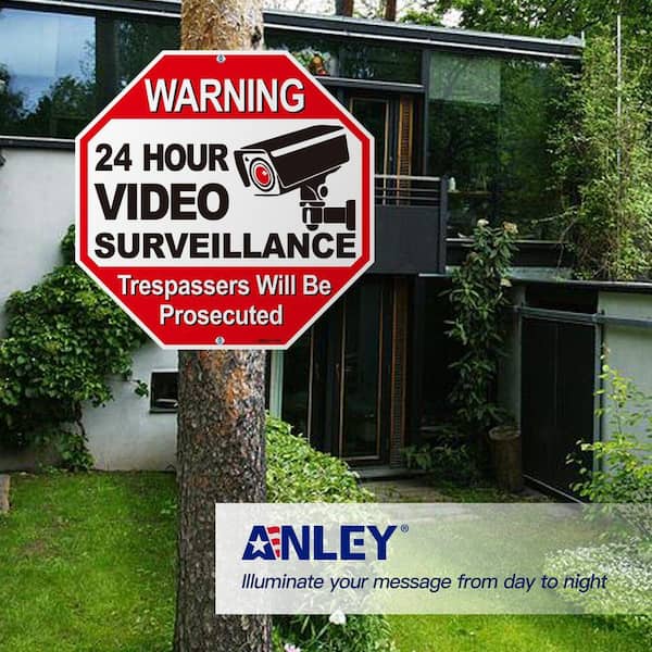 Cartello Metallico 30x30 Cm "24 Hour Video Surveillance" – Sicurezza Per Esterno/Interno