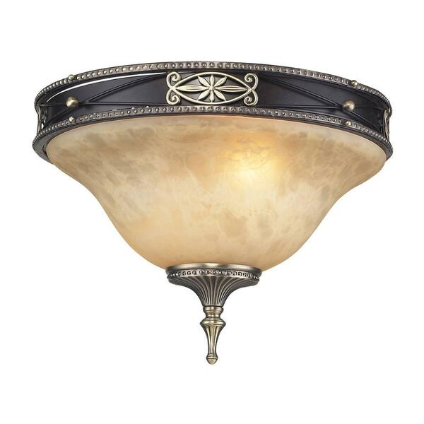 Titan Lighting Georgian Court 2-Light Antique Bronze Ceiling Flushmount