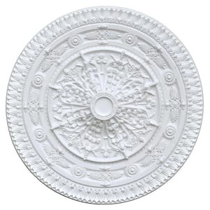 38.00 in. x 2.00 in. x 38.00 in. Classic White Round Polysterene Ceiling Medallion