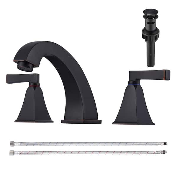 AVITAS 8 in. Widespread Double Handle Bathroom Faucet with Drain Kit Included in Oil Rubbed Bronze