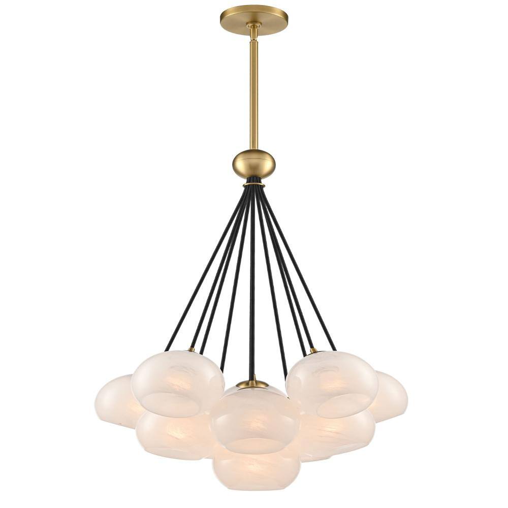 11-Light 22 in. Antique Brass Globe Cluster Bubble Chandelier with Opal Glass Shades price history on PriceWatchPro