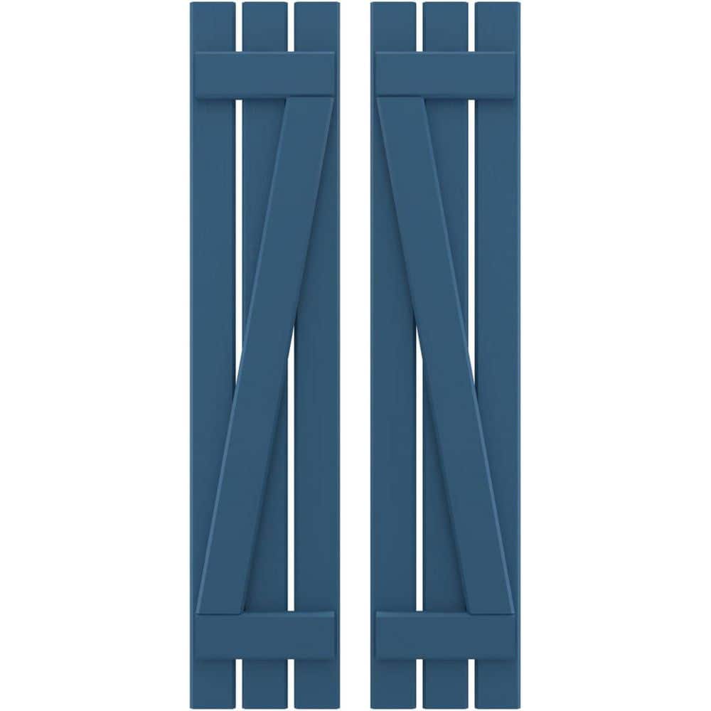 11-1/2 in. W x 61 in. H Americraft 3 Board Exterior Real Wood Spaced Board and Batten Shutters w/Z-Bar Sojourn Blue price history on PriceWatchPro