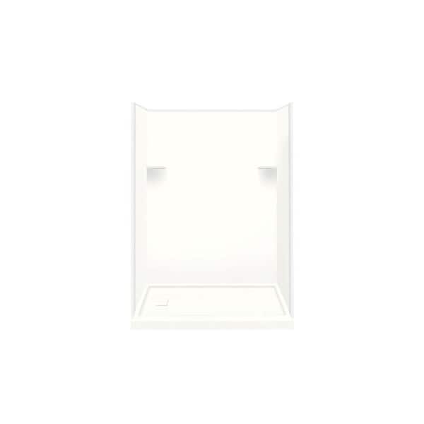 Transolid Studio 30 in. L x 60 in. W x 72 in. H 3-Piece Solid Surface Alcove Shower Kit with Shower Wall and Shower Pan in White