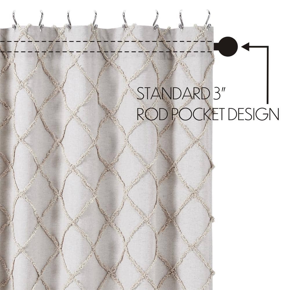 Frayed Lattice Oatmeal and White Cotton Shower Curtain 72x72