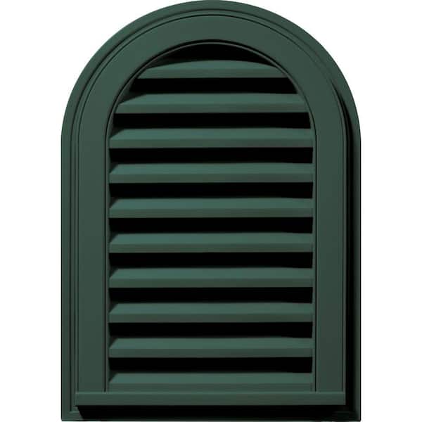 Builders Edge 14 in. x 22 in. Round Top Plastic Built-in Screen Gable Louver Vent #028 Forest Green