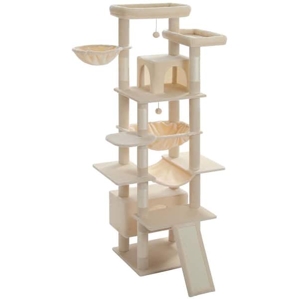 cenadinz Beige Indoor Large Cat 81 in. Tall Multi-Level Cat Tree