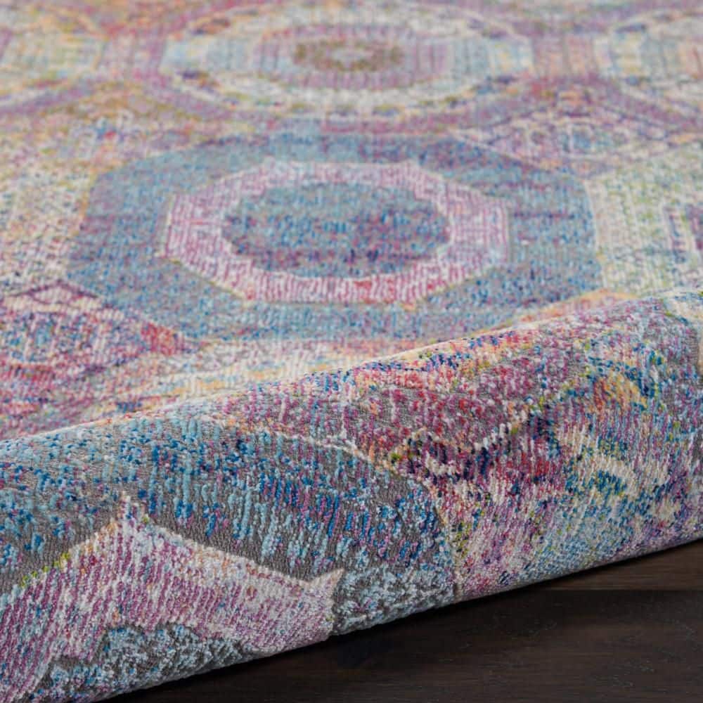 Multicolor Medallion Synthetic 2' x 6' Runner Rug