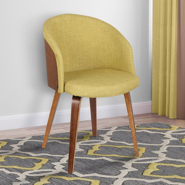 Armen Living Alpine 31 in. Green Fabric and Walnut Wood Finish Mid-Century Dining Chair