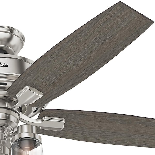 Hunter - Bennett 52 in. LED Indoor Brushed Nickel Ceiling Fan with 3-Light Kit and Handheld Remote Control