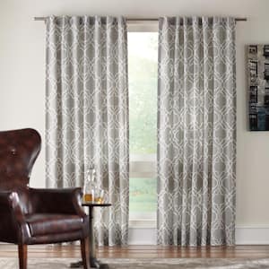 Gray Geometric Back Tab Room Darkening Curtain - 54 in. W x 95 in. L