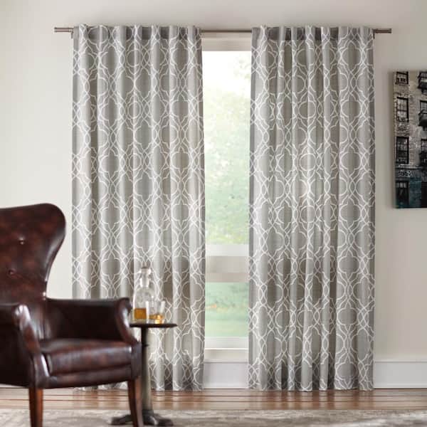Home Decorators Collection Gray Geometric Back Tab Room Darkening Curtain - 54 in. W x 95 in. L