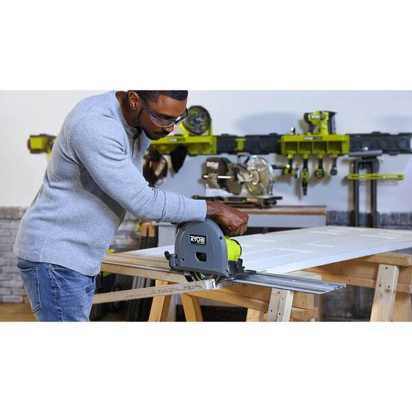 RYOBI ONE+ HP 18V Brushless Cordless 6-1/2 in. Track Saw Kit with 4.0 Ah  HIGH PERFORMANCE Battery and Charger PTS01K - The Home Depot
