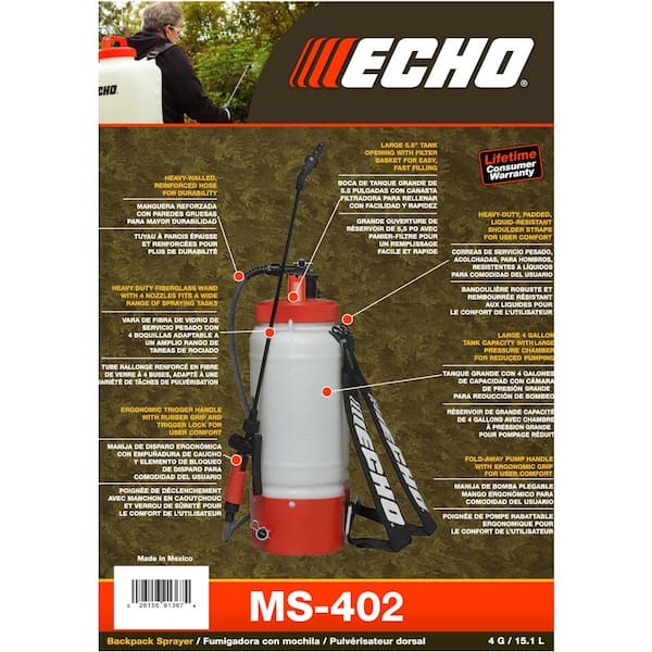 Internal Piston-Pump Backpack Sprayer Echo 4 Gal 