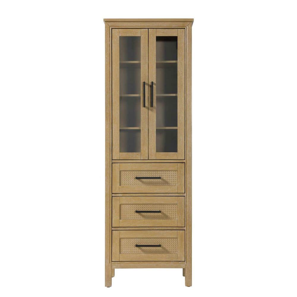 24 in. W x 18 in. D x 72 in. H Beige Freestanding Linen Cabinet