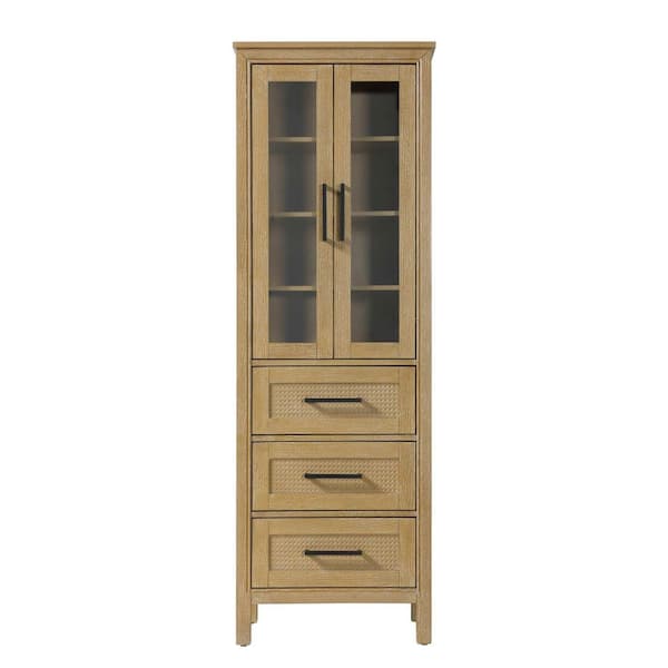 24 in. W x 18 in. D x 72 in. H Beige Freestanding Linen Cabinet
