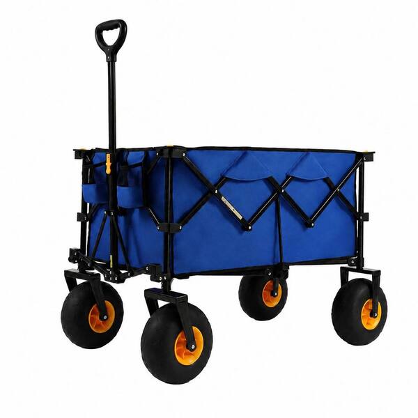 200L Steel Bin Garden Cart with 600lb Capacity and 9in Sand-Proof All-Terrain Wheels, Adjustable Handle