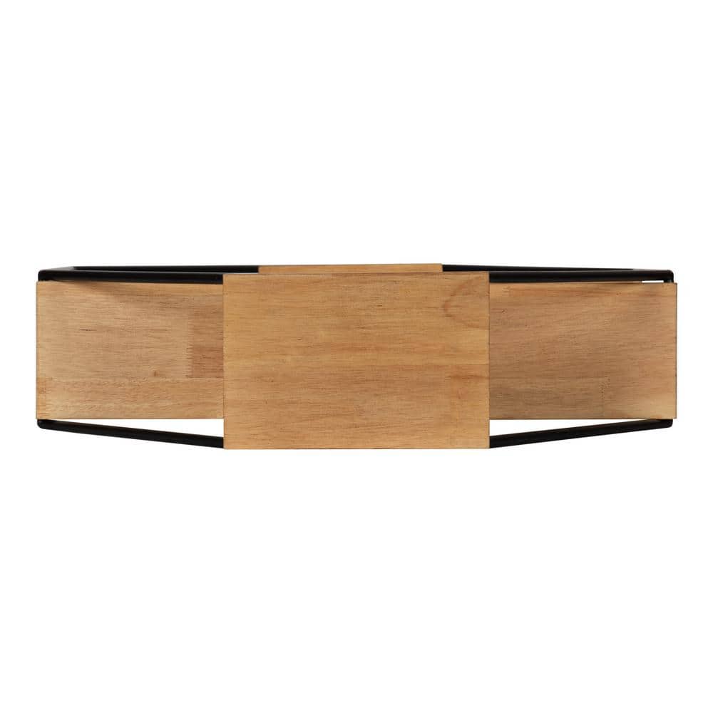 Lintz Rustic Brown Octagon Floating Wall Shelf, 26.25x27.2 in