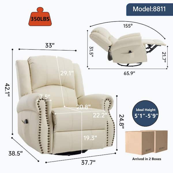 aisword Beige 360° Genuine Leather Manual Swivel Rocker aisword Beige 360° Genuine Leather Manual Swivel Rocker