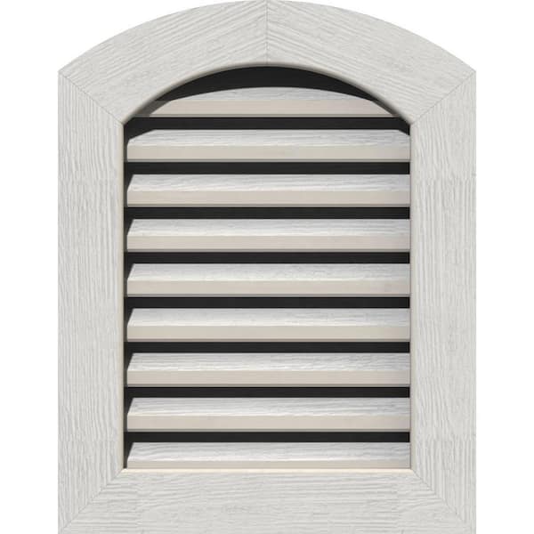 Ekena Millwork 17" x 31" Round Top Primed Rough Sawn Western Red Cedar Wood Paintable Gable Louver Vent Functional