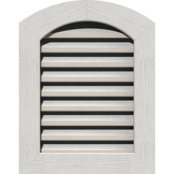 Ekena Millwork 27" x 27" Round Top Primed Rough Sawn Western Red Cedar Wood Paintable Gable Louver Vent Functional