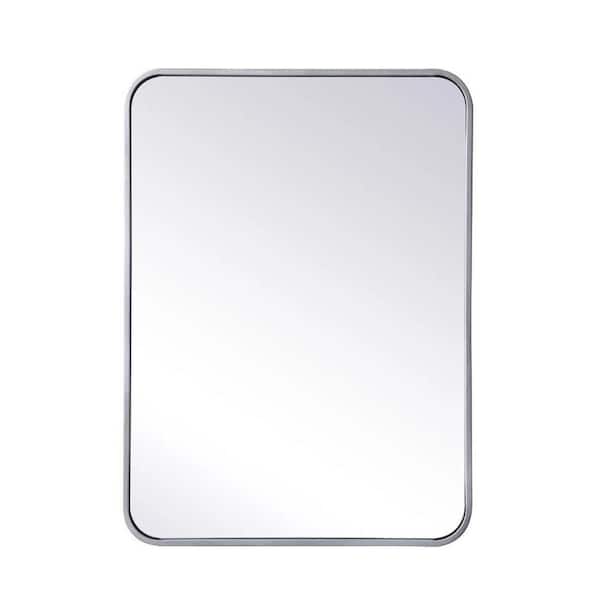 Miscool Anky 22 in. W x 30 in. H Rectangle Aluminum Alloy Wall Mirror Horizontal and Vertical Bathroom Vanity Mirror in Silver