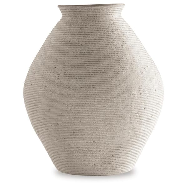 Signature DESIGN BY ASHLEY Hannela 12 in. Ivory Resin Urn Decorative Vase