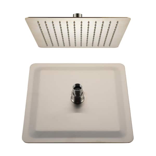 1-Spray Pattern with 2.5 GPM 12 in. Wall Mount Rain Square Fixed Shower Head in Brushed Nickel