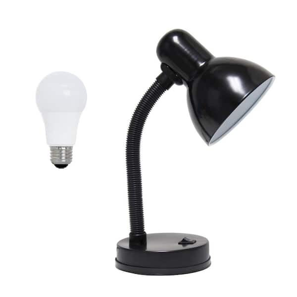 Creekwood home Essentix 14.25 in. Fundamental Metal Desk Task Lamp with Flexible Gooseneck, LED Bulb Included, Black