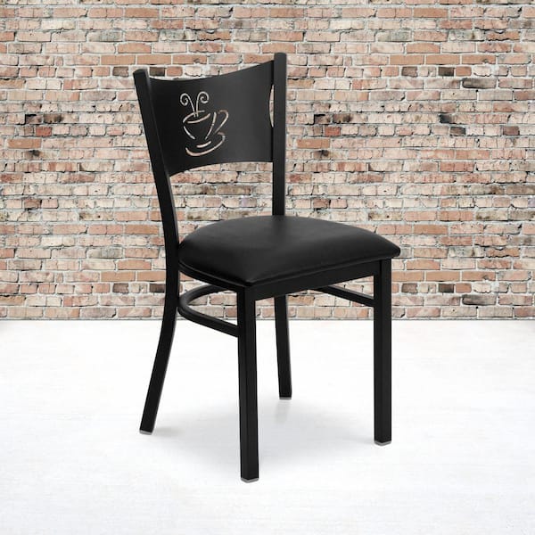 Hercules Series Black Coffee Back Metal Restaurant Chair with Black Vinyl Seat