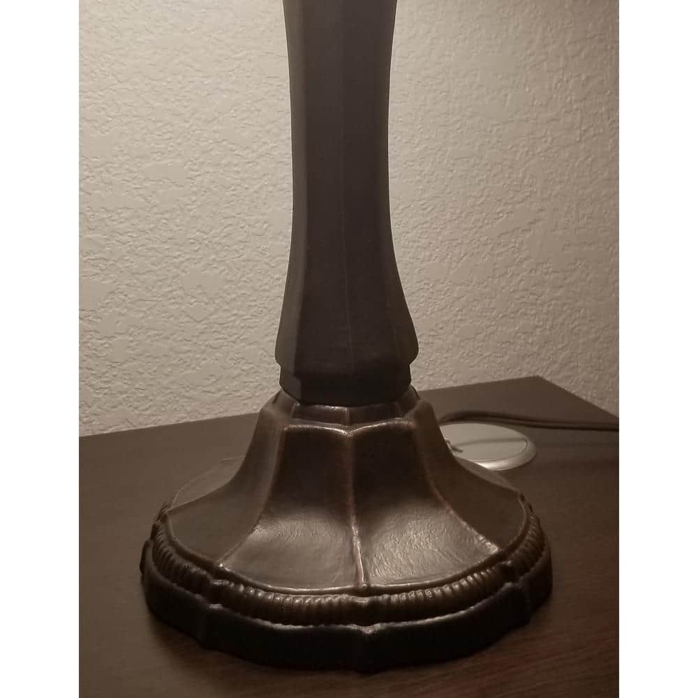 23" White and Multicolor Stained Glass Traditional Table Lamp