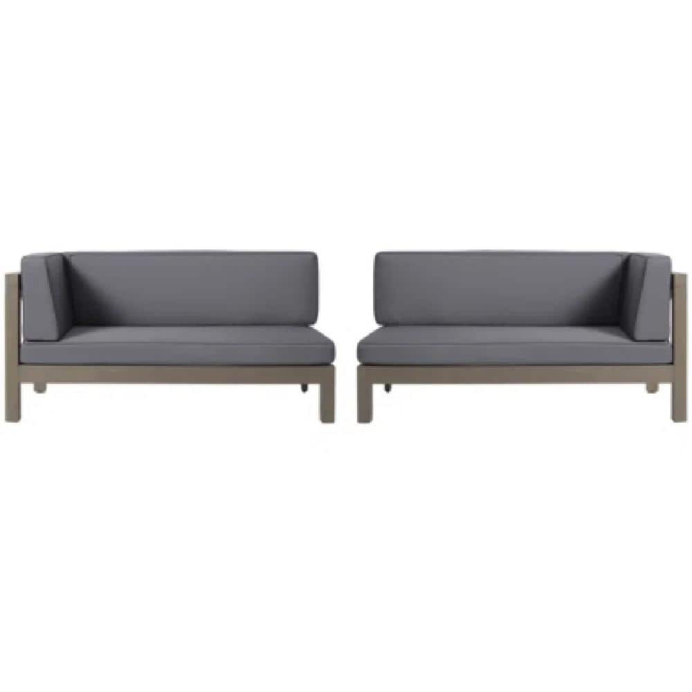 58.25 in. 4-Person Acacia Wood Outdoor Bench with Dark Gray Cushion One-Lef