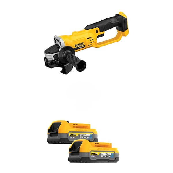 DEWALT 20V MAX Lithium-Ion Cordless 4.5 in. - 5 in. Angle Grinder with (2) 1.7 Ah 20V MAX POWERSTACK Compact Batteries