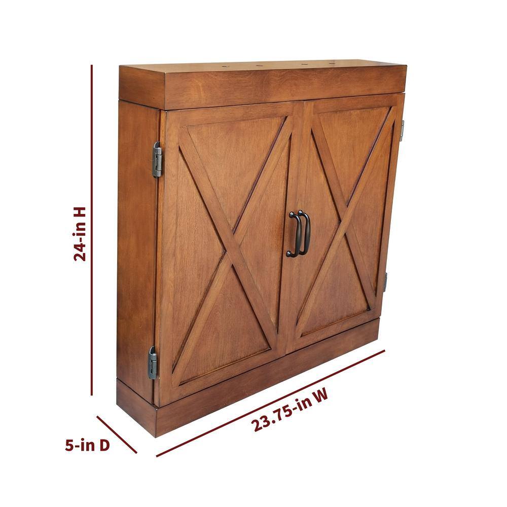 Walnut Bristle Dartboard Cabinet Set with Lighting
