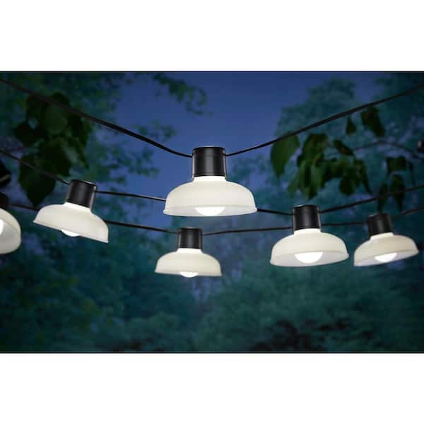 Hampton Bay 10-Light 12 ft. Black Outdoor Plug-In Integrated LED Lantern String-Light