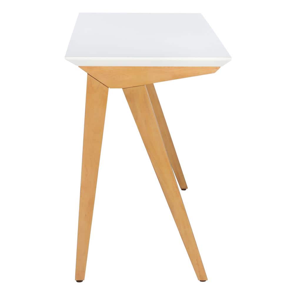 Asymmetrical Oak and White A-Frame Industrial Chic Desk