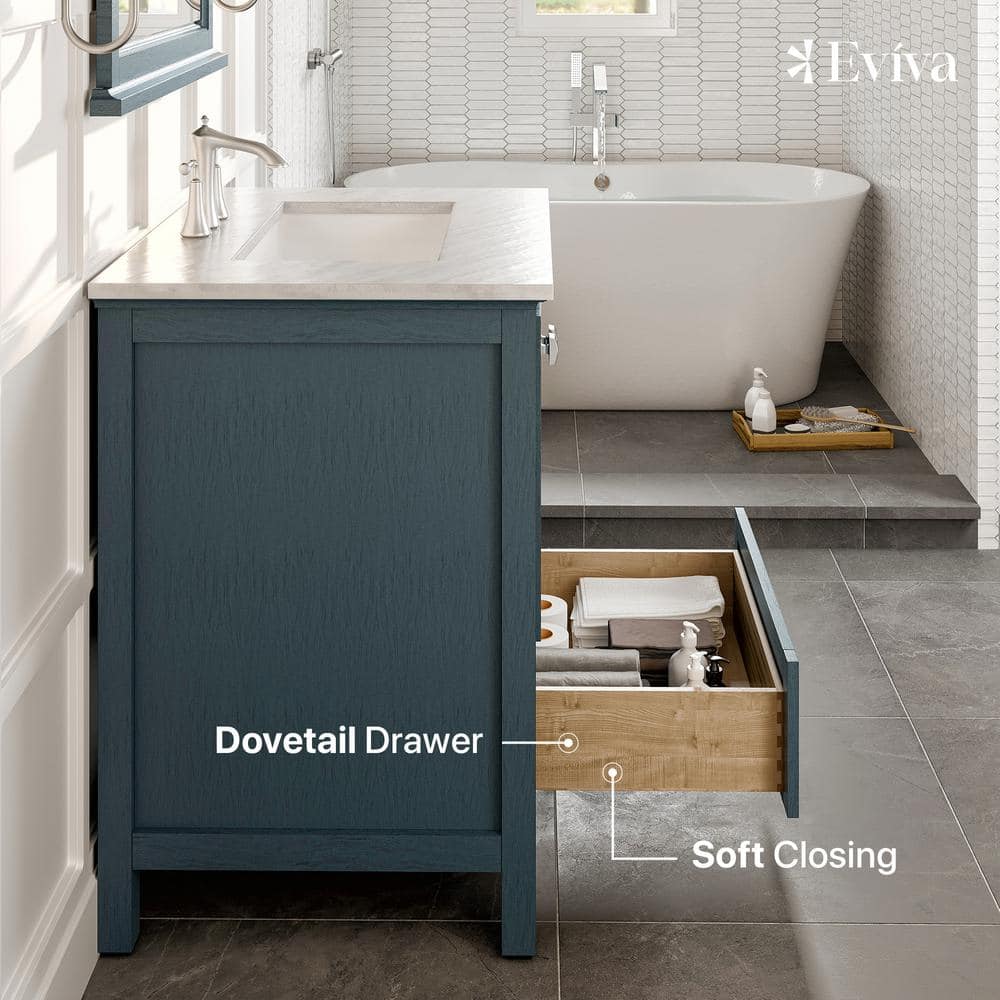 Britney 30" Ash Blue Bathroom Vanity with White Marble Top