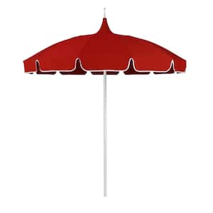 8.5 ft. White Aluminum Commercial Pagoda Market Patio Umbrella with Fiberglass Ribs in Jockey Red Sunbrella