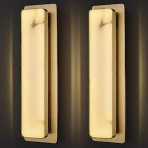 20 in.1-Light 2-Piece Gold LED Wall Sconce,Luxury High-End Natural Alabaster Wall Sconce for Bedroom,Hallway,Living Room