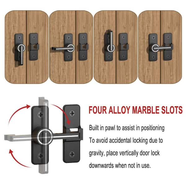 Barn Door Lock 180 Degree Sliding Door Gate Latch Luminous Flip Heavy Duty Sliding Door Latch Lock