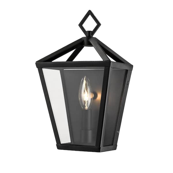 Millennium Lighting Single Light 12 in. Tall Powder Coated Black Outdoor Lantern Wall Sconce