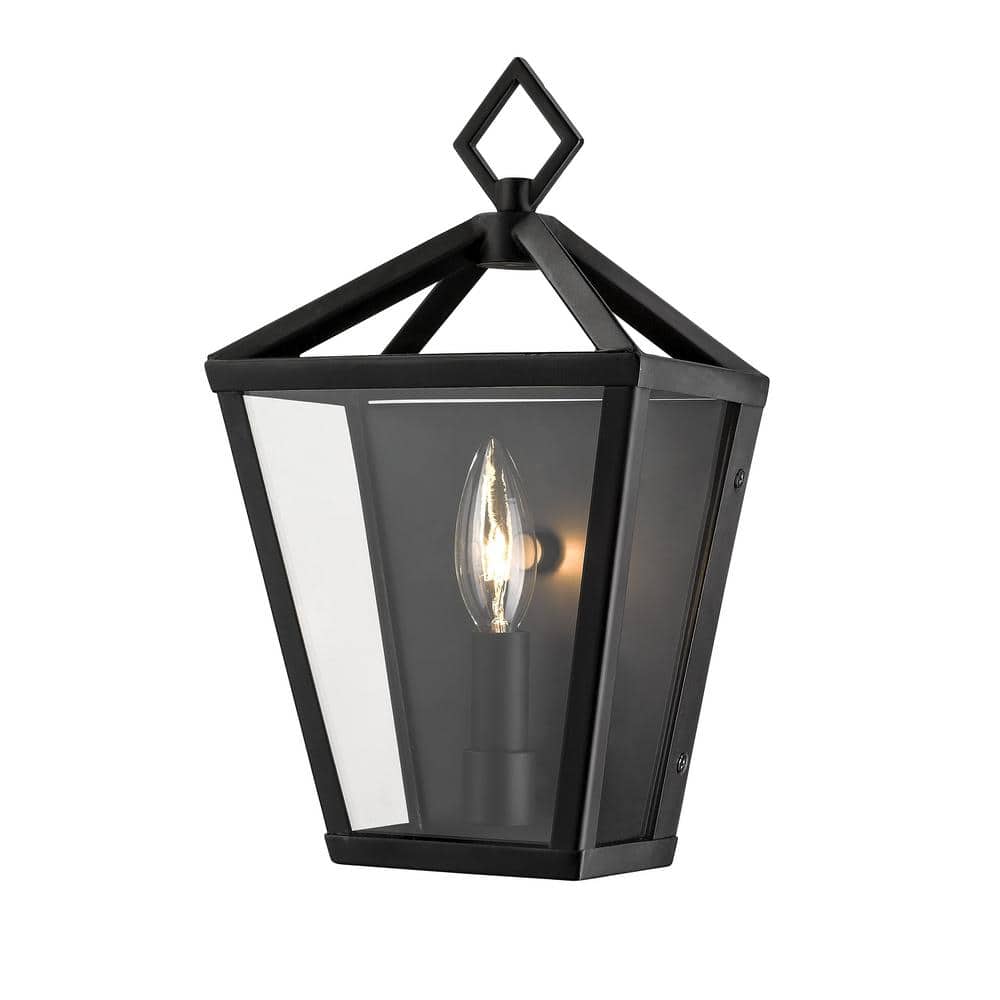 Single Light 12 in. Tall Powder Coated Black Outdoor Lantern Wall Sconce price history on PriceWatchPro