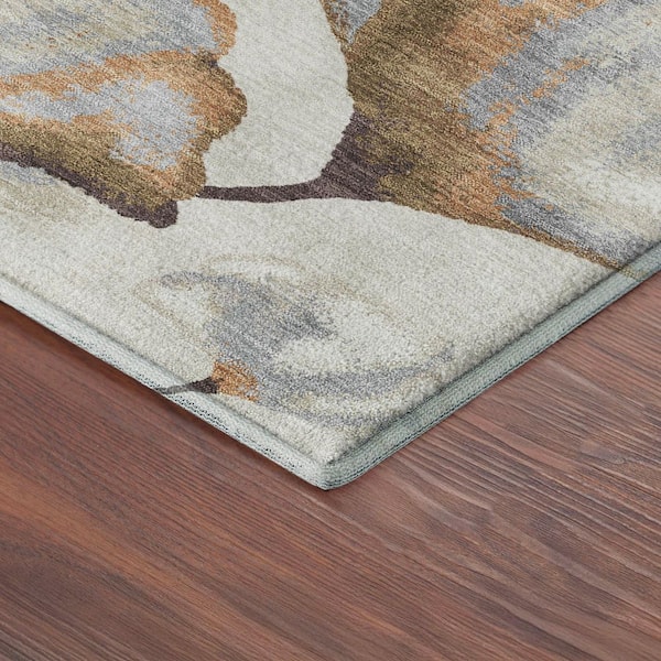 Mayfield Premium Machine Washable Abstract AMF2405 Copper 3 ft. x 5 ft. Area Rug