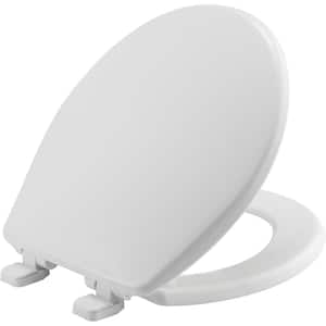 Kimball Soft Close Round Closed Front Plastic Toilet Seat in White Never Loosens and Free Installation Tool