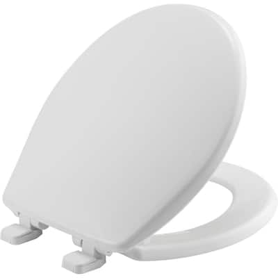 Kimball RoundSoft Close Plastic Closed Front Toilet Seat in White Never Loosens and Free Installation Tool
