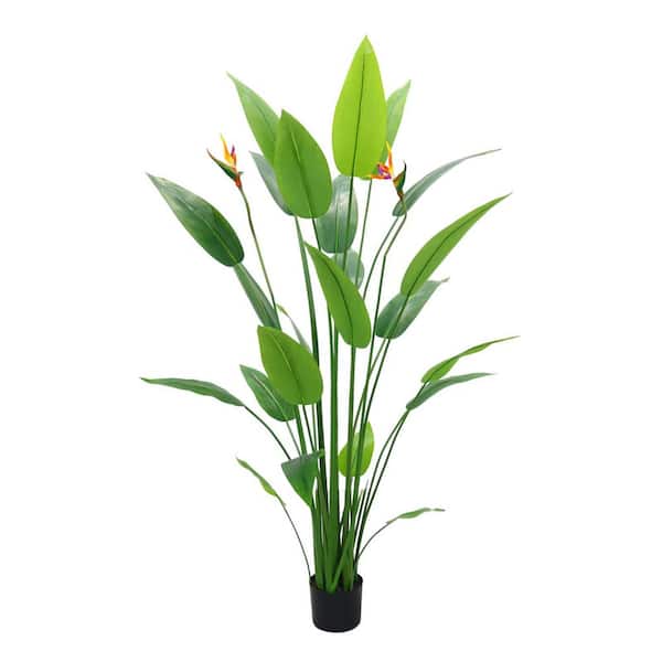 Garvee 5. 2 ft. Bird Of Paradise Artificial Plant With Fake Birds And Leaves In Pot, Fake Palm Tree, Faux Tropical Tree