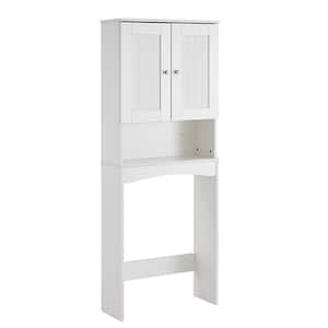 Matte White Minimalist 2-Shelf MDF Wooden Storage Cabinet, Toilet Can Fit Inside Cabinet