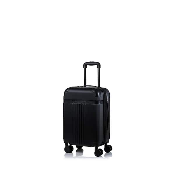 Champs Vintage 21 inch Hardshell Carry on Spinner Suitcase - Black