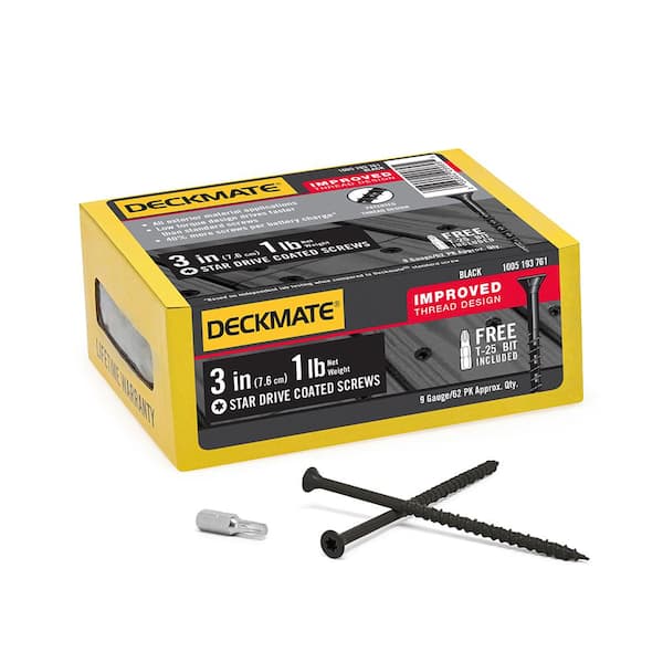 #9 x 3 in. Black Exterior Self-Starting Star Drive Flat Head Deck Screw 1 lb.-Box (73-Piece)