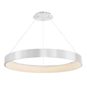 Corso 43 in. 1100-Watt Equivalent Integrated LED Brushed Aluminum Pendant with PC Shade