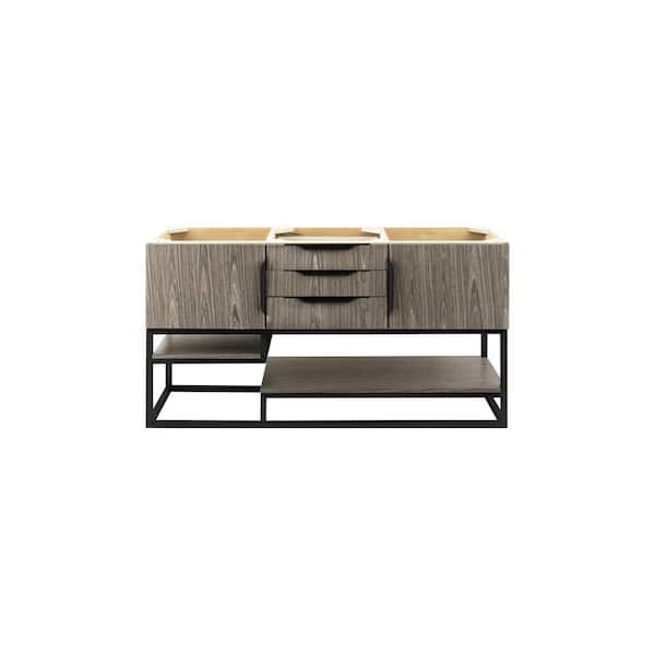 James Martin Vanities Columbia 58.8 in. W x 19.5 in. D x 36.0 in. H Double Bath Vanity Cabinet without Top in Ash Gray